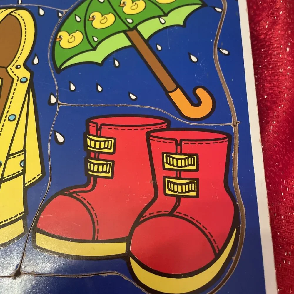 Playskool vintage wooden puzzle 1986 stormy weather 180–15